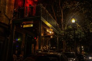 A side view of the La Carafe in Houston, Tx