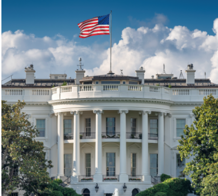 Daytime outside of the White House in Washington D.C. on a Junket iconic buildings tour